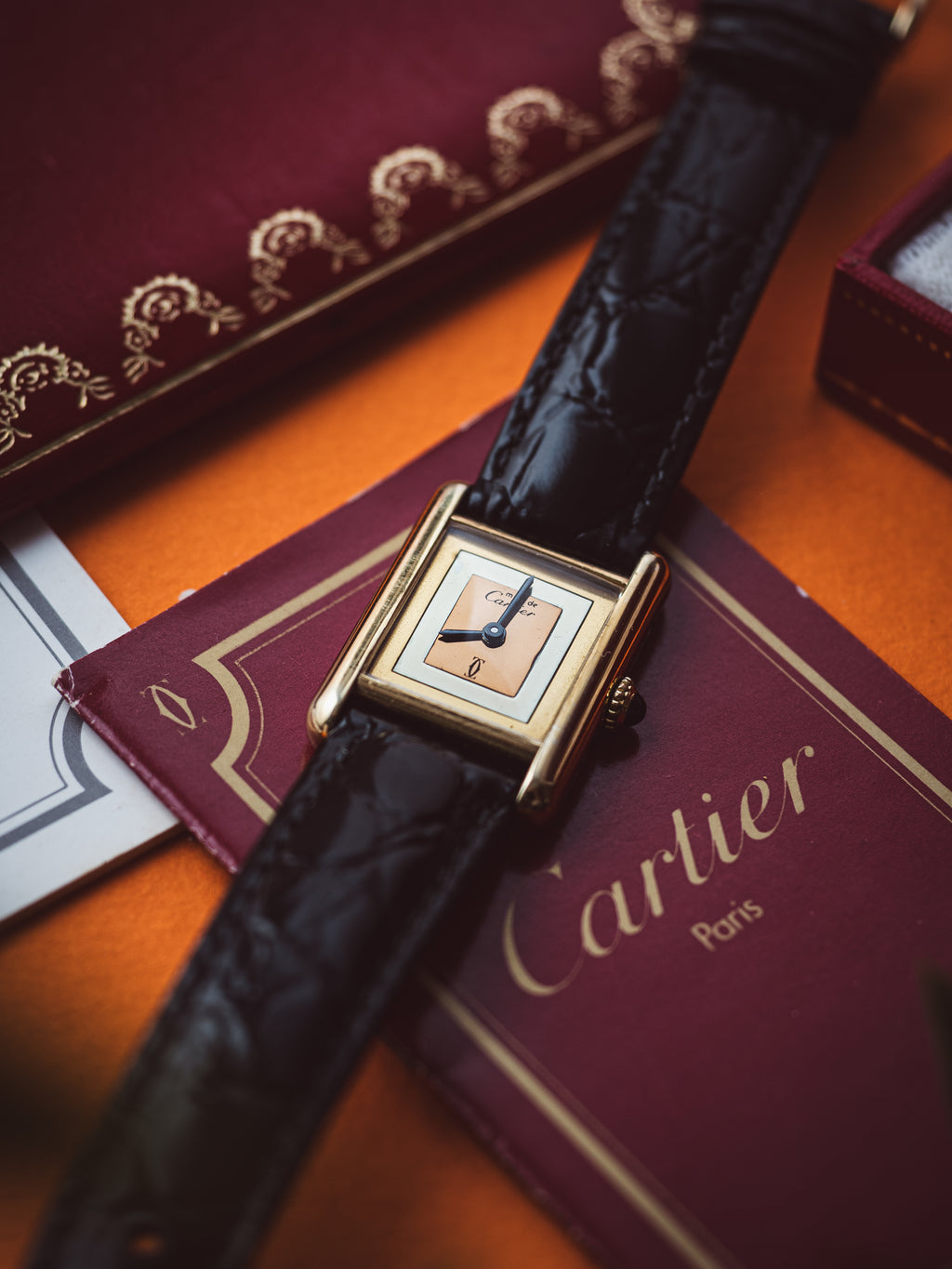No. 129 Cartier Tank Vermeil Manual Wind 'Trinity' Dial