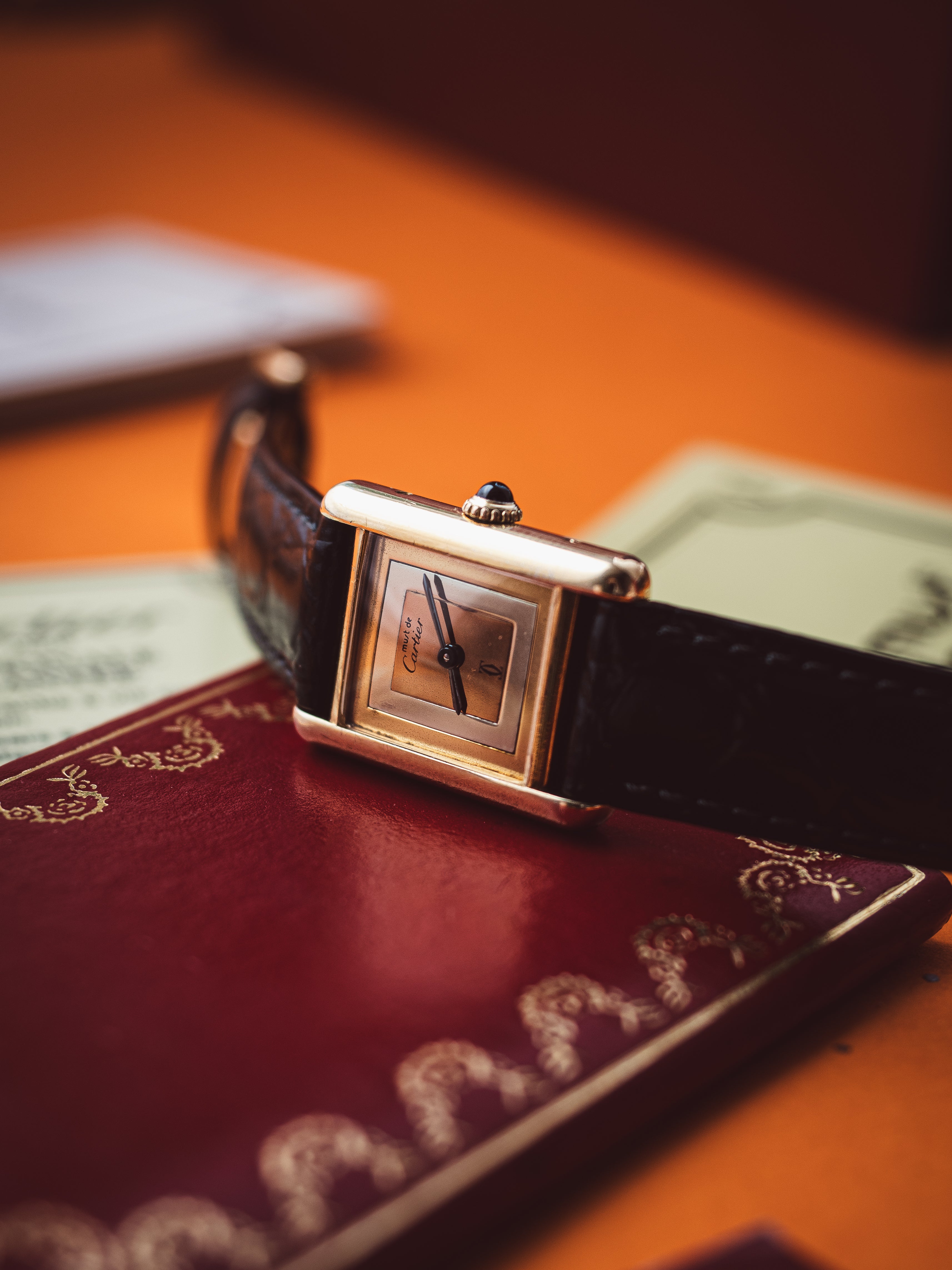 No. 129 Cartier Tank Vermeil Manual Wind 'Trinity' Dial