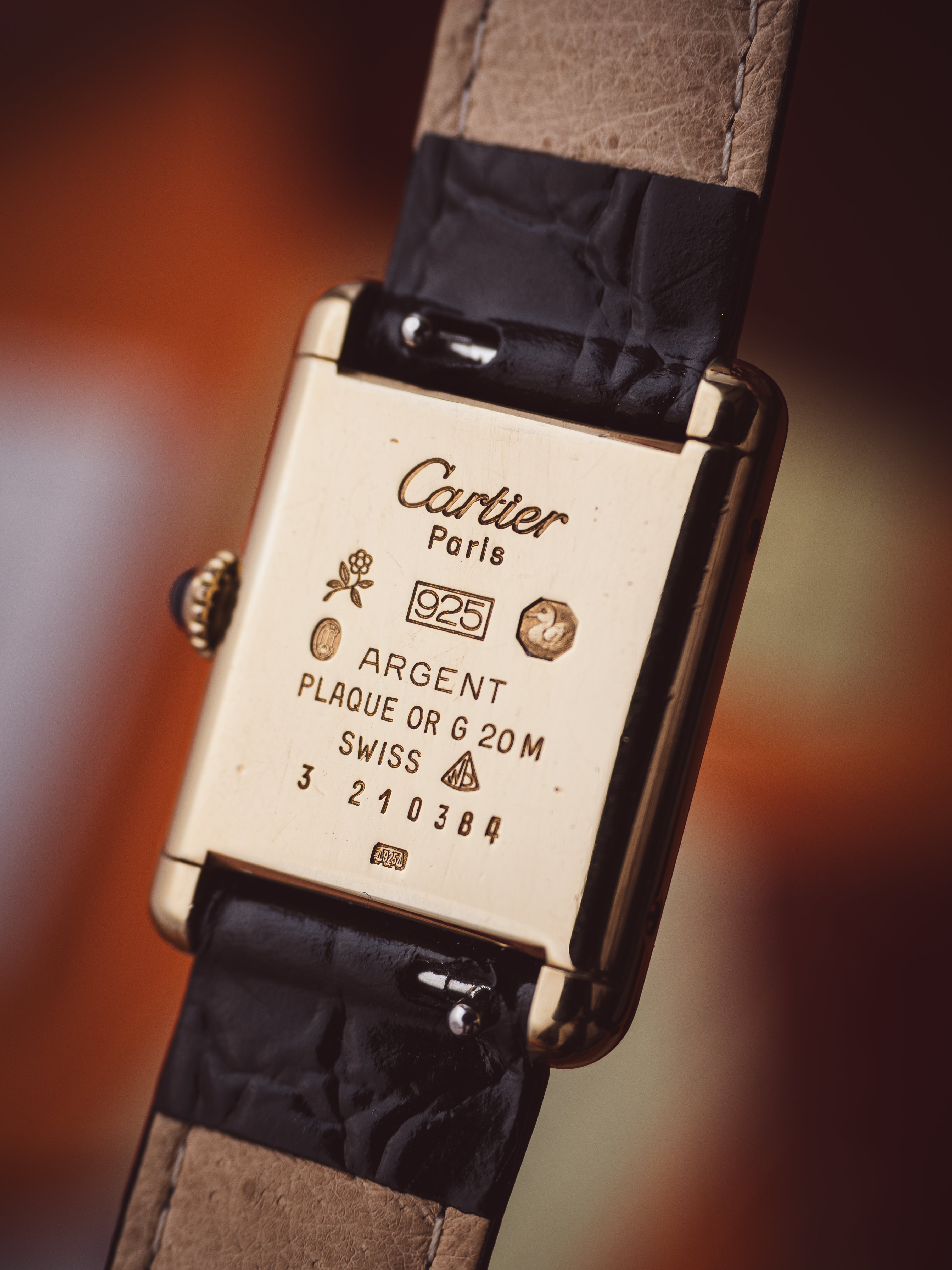 No. 129 Cartier Tank Vermeil Manual Wind 'Trinity' Dial