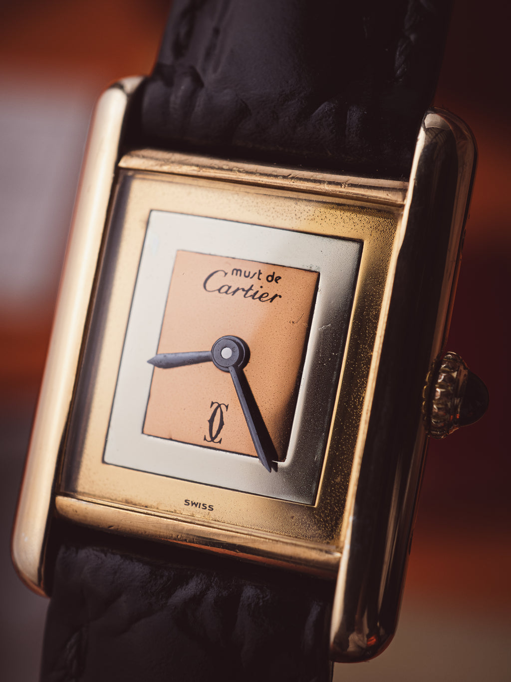 No. 129 Cartier Tank Vermeil Manual Wind 'Trinity' Dial