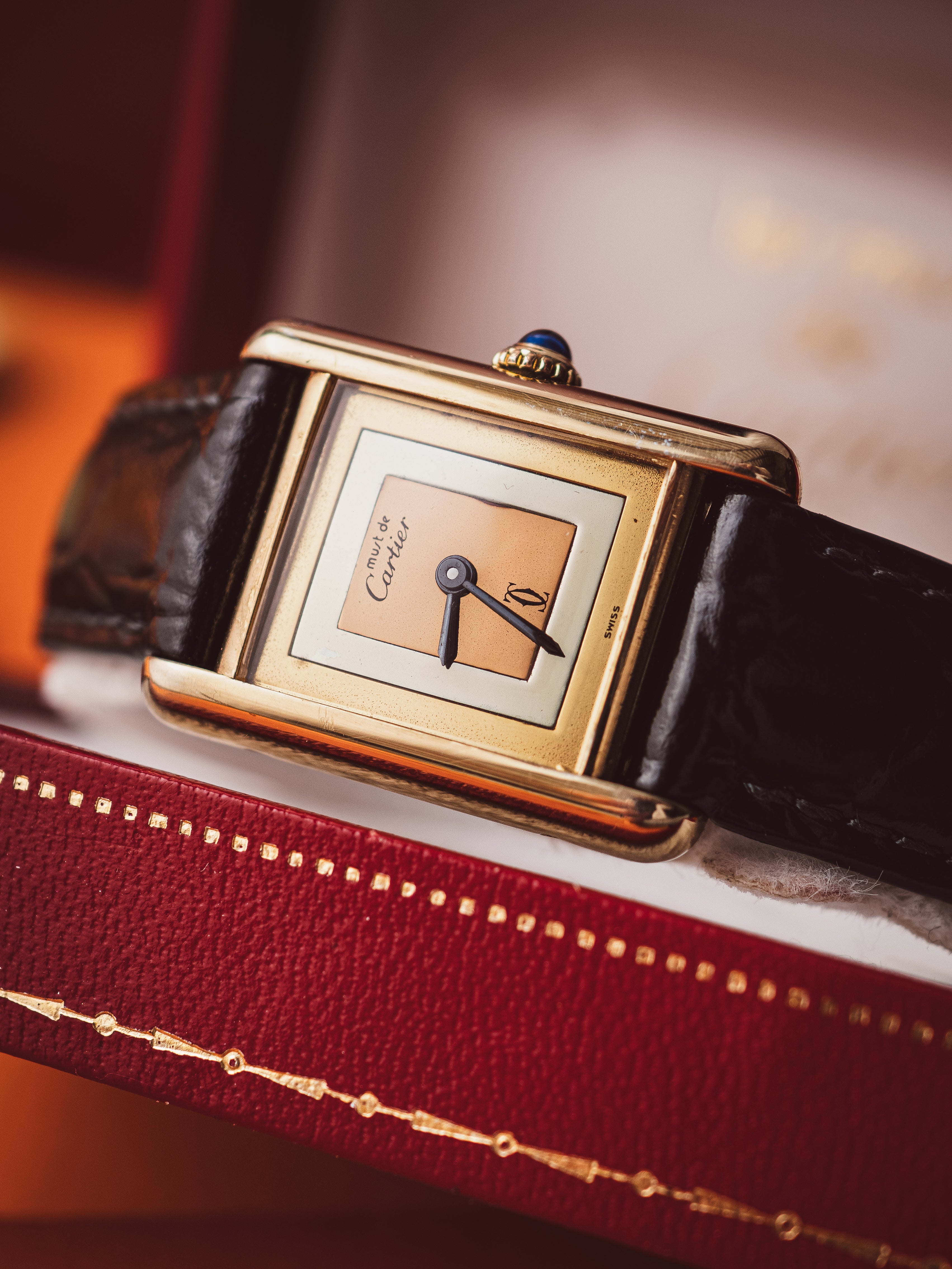 No. 129 Cartier Tank Vermeil Manual Wind 'Trinity' Dial